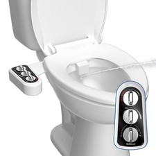 Toilet Seat Bidet with Self Cleaning Dual Nozzle Hot and Cold Water Spray ABS