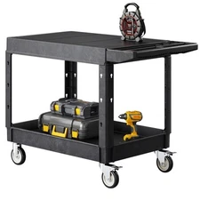 VEVOR 2-shelf Utility Cart 550 lbs 37 x 25.4-inch Service Cart with Wheels