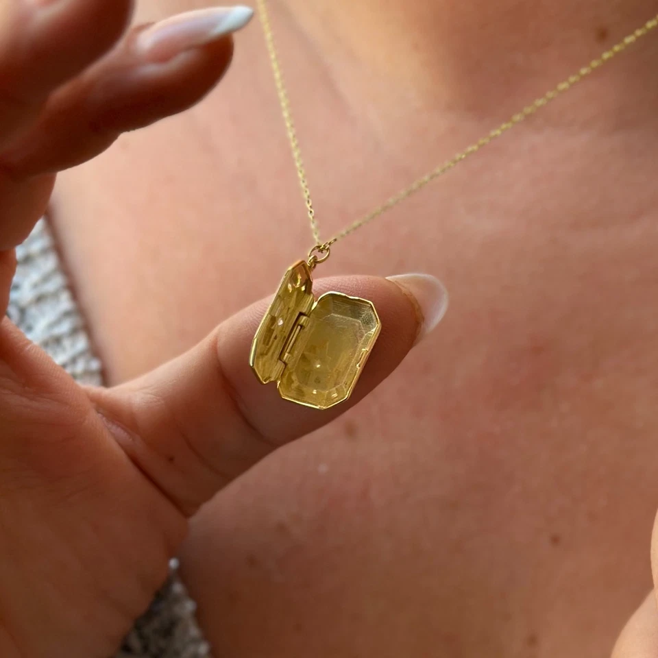 14k Gold Lab-Created Diamond North Star Locket Pendant Necklace for Women Her - Image 4 of 4