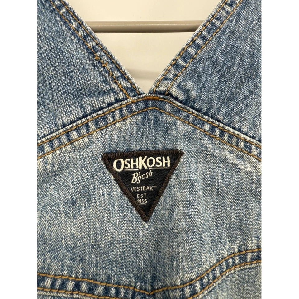 Vintage OshKosh Bgosh Denim Overalls Kids 5T Blue Vestbak Jean Romper Shorts - Image 4 of 4