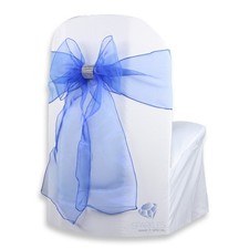 10 pcs Organza Chair Cover Bow Sash 108"x8" - Royal Blue - w/ Bow Covers vs