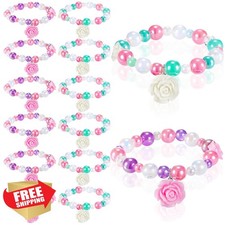 Ecally 12 Pcs Kids Bracelets Girls Toddler Jewelry Flower Party