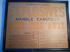 PENNSYLVANIA R.R. EXPLOSIVES SIGN VINTAGE 1943