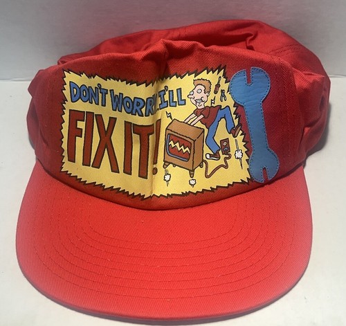 “Don't Worry I'll FIX IT!" Snapback Hat Red AVON Vintage Carpenter Contractor