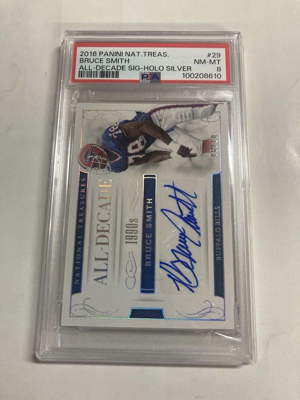 Psa 8 2016 national treasures Bruce Smith all decade autograph Silver 6/10