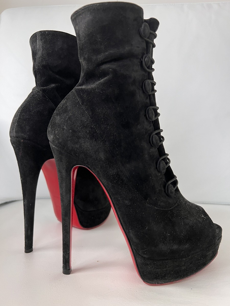 Christian Louboutin Suede Buttoned Ankle Boots Euro 37.5 Box Dust