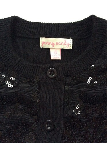 Holiday Black Dressy Sweater Cardigan Sequins PENNY CANDY New Girls SIZE 4 - Picture 2 of 4
