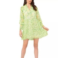 Vince Camuto Women's Long Sleeve Tassel Peasant Dress Bright Emerald Size XL NWT
