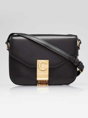 Celine Black Smooth Leather Small Pampille C Flap Bag | eBay