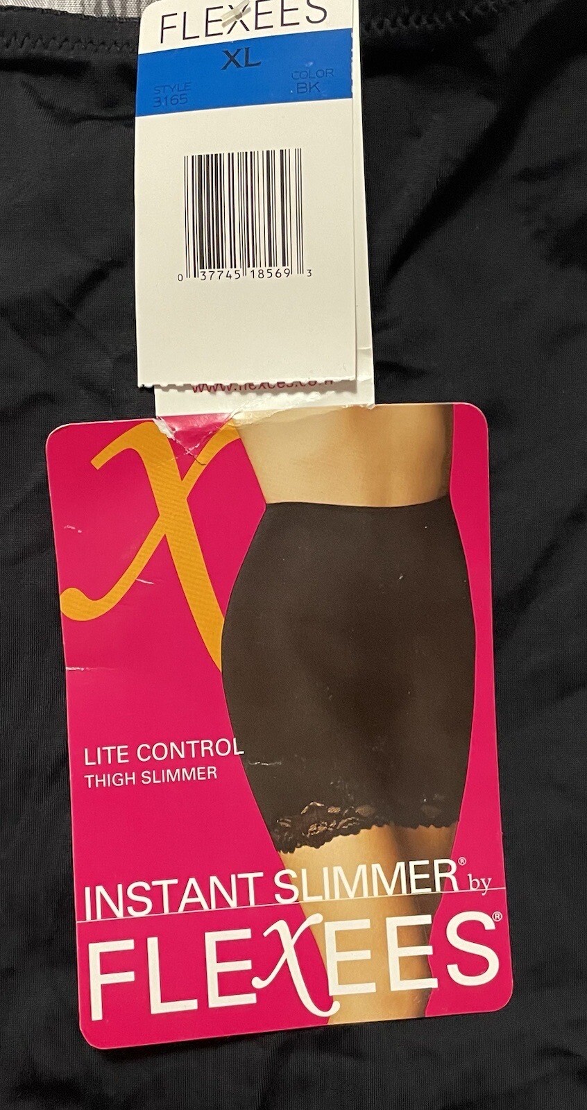 Flexees Instant Slimmer Vintage Black High Waisted Lace Trim Panties XL