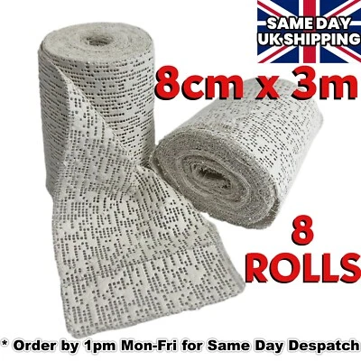 CRAFTMILL 8cm ModRoc Modrock Plaster of Paris Bandage 8cm X 3m - 8 ROLLS - TOP QUALITY