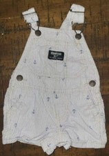Oshkosh Overalls 3 Months Anchor Nautical Vintage Shorts Bib Overalls Blue White
