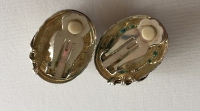 Clips Signés Gil D'Agena - Métal Argenté Et Verre - Coccinelle En Relief - Années 80