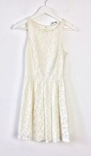 New Look Skater Dress Womens Size 8 Lined Cream Lace Fit & Flare Mini Crochet