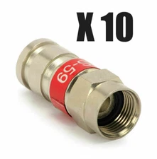 10 pcs PCT-TRS-59 RG59 F Connector Universal Coaxial Cable Compression Fitting