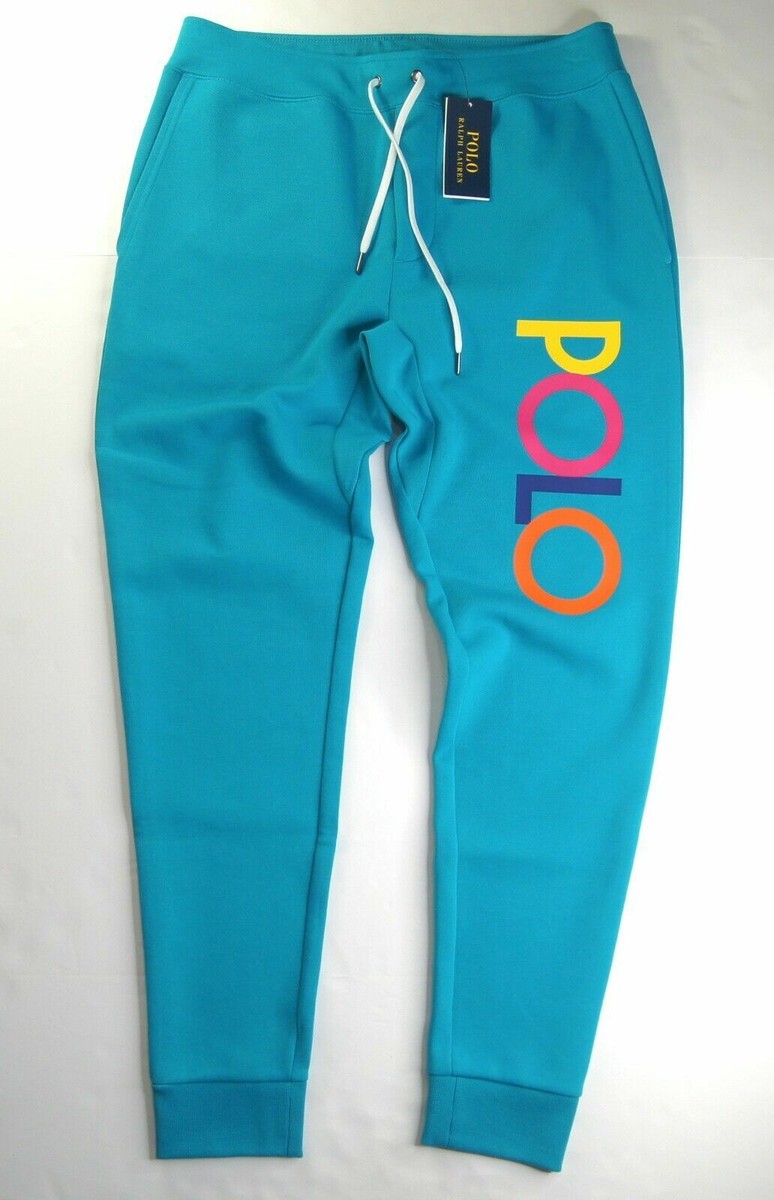 POLO RALPH LAUREN Men's Aqua Blue Logo Double Knit Jogger