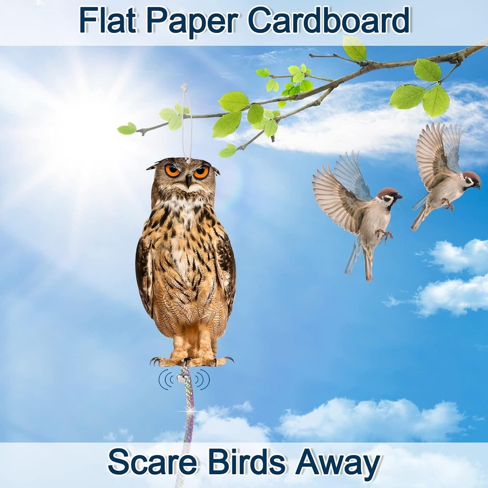 Fake Owls to Keep Birds Away Cardboard Hanging Reflectors Scare Pigeons