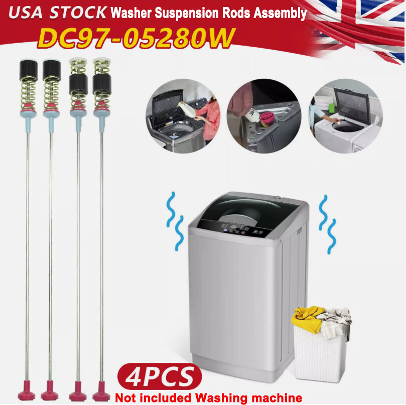 4Pack Washer Suspension Rod Damper Compatible with Samsung DC97-05280W
