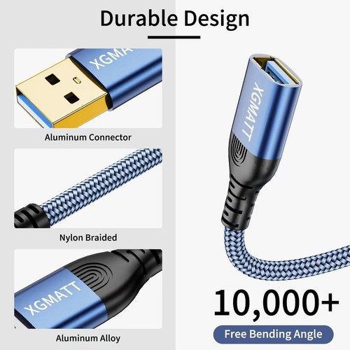 USB Verlängerung Kabel 2 Stück 2M,USB 3.0 Verlängerungskabel A Stecker auf A Buc - Bild 7 von 7