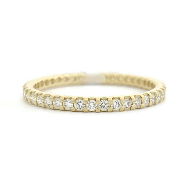 Thin Round Diamond Eternity Ring Wedding Band 14K Yellow Gold Size 6.25, .45 CTW