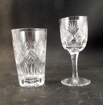 Suite Set Vintage Kristall geschliffenes Glas Wasser (6) & Sherry / Likör Gläser (5)
