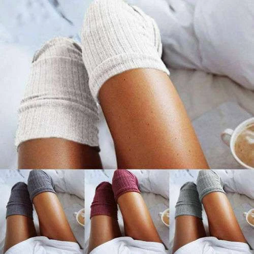 Women Winter Socks Soft Warm Cable Knit over Knee Long Boot Thigh High Stockings - Image 2 of 4