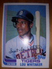 1982 Topps Lou Whitaker 2nd Base Detroit Tigers Baseball Team Vintage Card #39