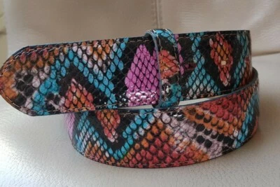 ♥ umjuBELT Gürtel CIRCUS PINK bunt Schlangenlook Echt Vollrindleder 80 85 90 95