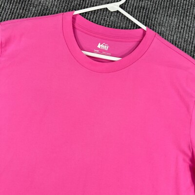 REI Shirt Mens Large Pink Short Sleeve Crew Outdoor Casual Hiking Walking