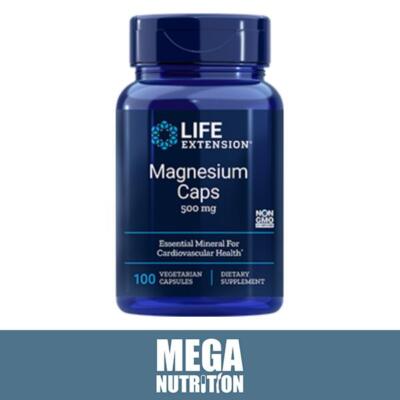Life Extension Magnesium Kappen 500mg 100 vegetarische Kapseln | Muskelfunktion