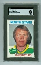 Glen Sather Vintage Autograph 1975-76 Topps Card #222 North Stars  SGC Authentic