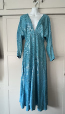 ASOS Edition Teal Sequin Midi Dress Deep Slit V Neck Prom Formal Wedding Party 4