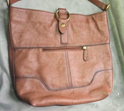 Frye Large Ring Tote Cognac Brown pebbled leather Shoulder bag shopper Quality