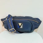 LOUIS VUITTON Cup Mizene Waist Bag Belt Pouch Canvas Blue M80706 Authentic