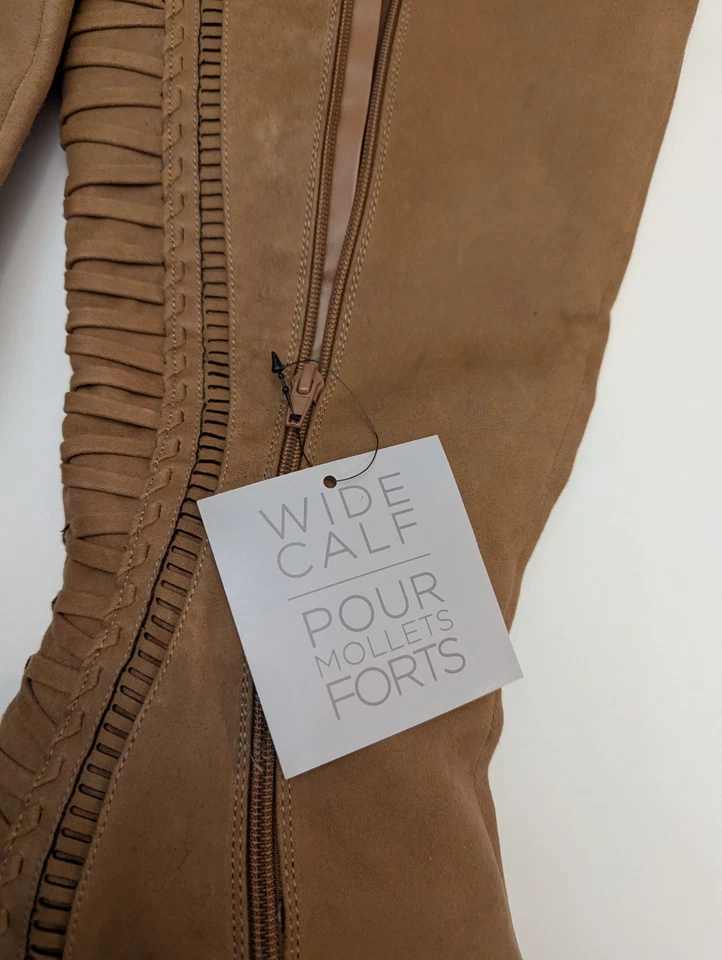 Botas Fergalicious by Fergie Gamuza Taupe Trenzadas Cremallera Lateral Tacón Bloque EE. UU. 9 M Foto 3 de 4