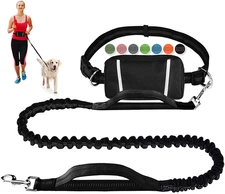 Hands Free Dog Leash, Waist Running Leash with Zipper, Walking Pouch for Medium 