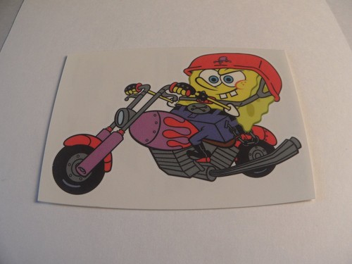Nickelodeon Spongebob Squarepants Motorcycle Temporary Tattoo Biker Skull