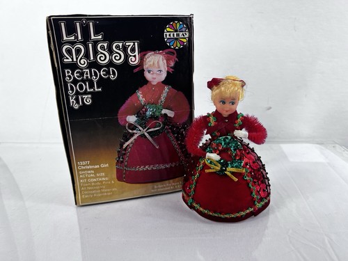 Vintage Li’L Missy Beaded Doll Kit completed With Box 13377 Christmas Girl
