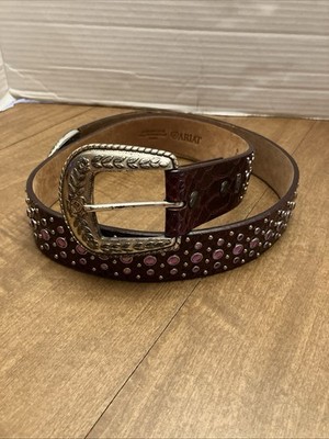 Ariat Leather Belt Medium Brown Croc Embossed Stud 