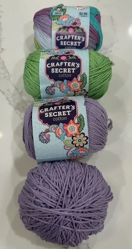 Crafter’s Secret Cotton Yarn Mixed Lot 4 Skeins 54 Green 32 Purple 146 Varigated - product listing photo