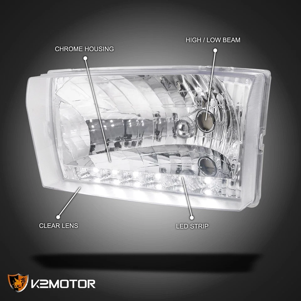 Clear Fits 1999-2004 Ford F250 F350 F450 SuperDuty Excursion Headlights LED Lamp Foto 3 de 4