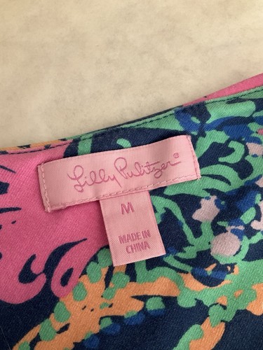 Lilly Pulitzer Kleid Damen Medium Maxi Blau Neon Blumen Tropical Strick V-Ausschnitt - Bild 14 von 16