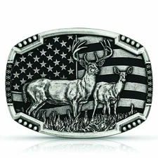 Montana Silversmiths Matched Pair Deer Attitude Buckle A785S