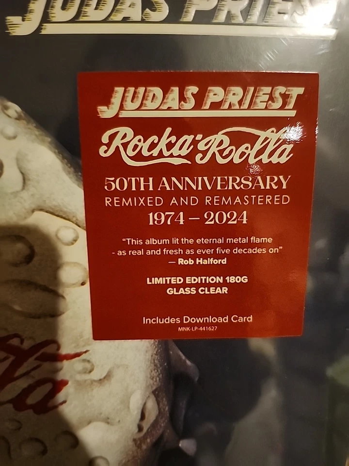 Judas Priest Rocka Rolla LP Glass Clear Vinyl 180G 50th Anniv. Download Card NEW - Image 2 of 4