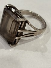 Vintage Sterling Silver Ring With A Large Smoky Quartz Stone Size 7