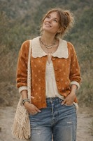 NWT Jacquie The Label Georgia Sweater Cardigan with Crochet Collar Size L