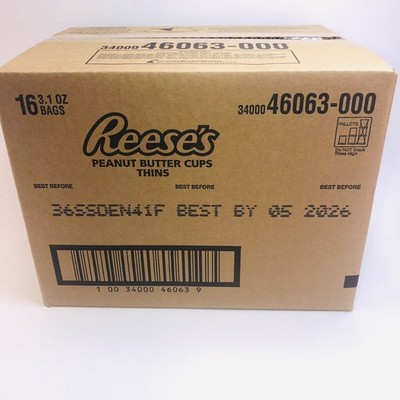 16 REESE'S Milk Chocolate Peanut Butter Cups Thins 3.1 oz 1 Case Never Open SALE