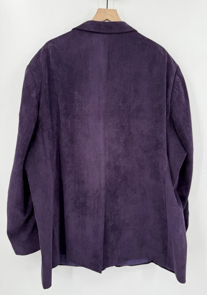 Corduroy Sport Coat Mens 58 Purple Blazer Jacket Two Button Holiday Colorful - Image 3 of 4