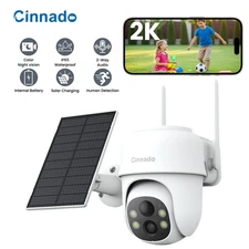 2K 2.4g WiFi Security Cameras Wireless Outdoor, 360° View Solar Cameras for Home