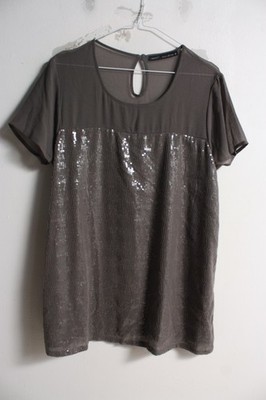 Next Womens Chiffon Sequin Light Top - Grey - Size 18 (f91)